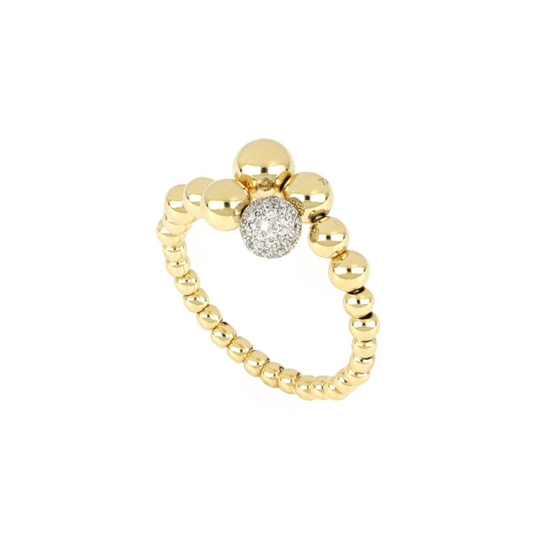 Anello Universo Sfere In Oro Giallo Lucido e Diamanti