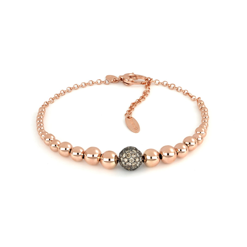 Bracciale Universo Medio Sfere A Scalare Oro Lucido Rosa Con Diamanti