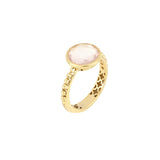 Anello Luna Sfere con Quarzo Rosa