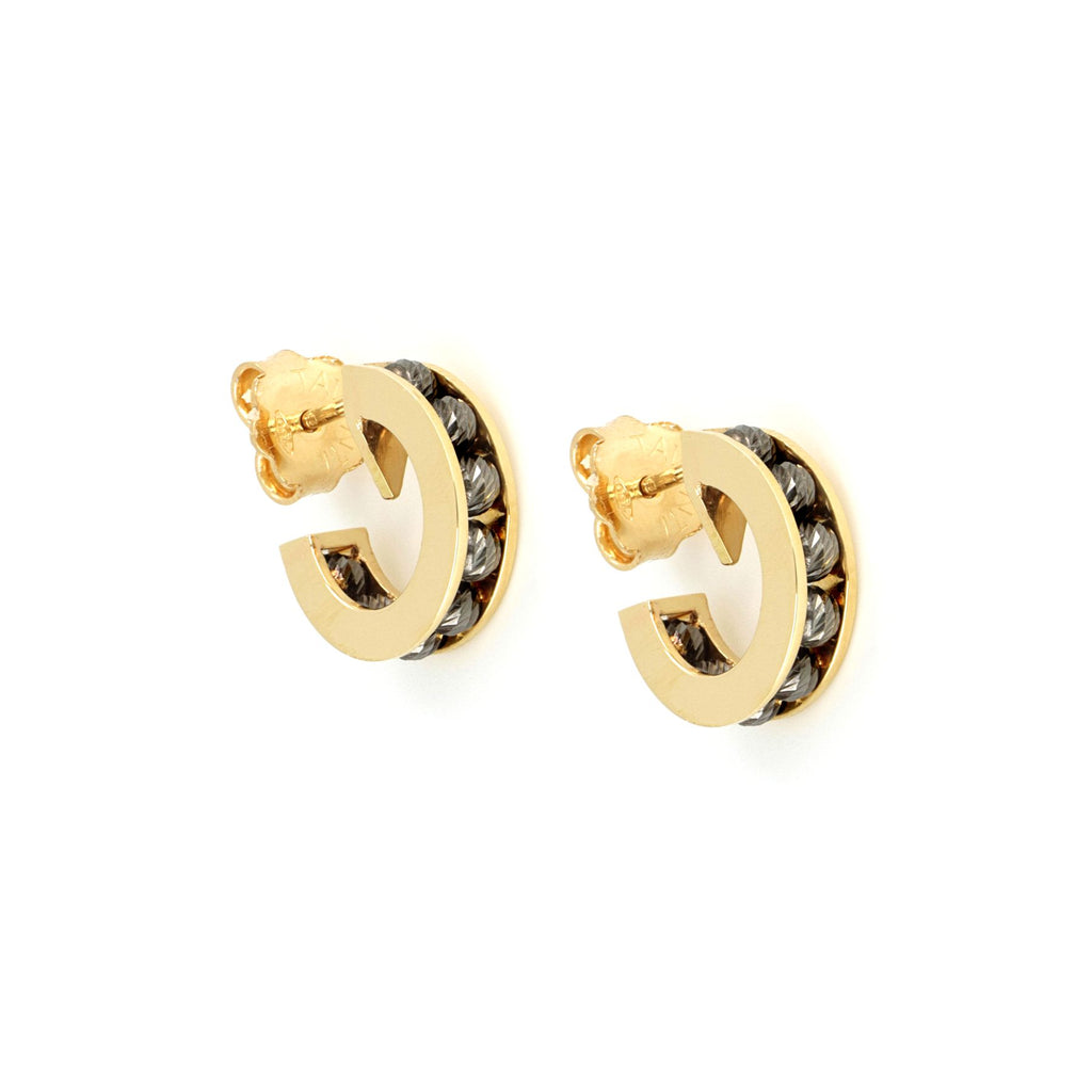Marte Rounded Earrings in Yellow & Black Gold – Tavanti Jewels